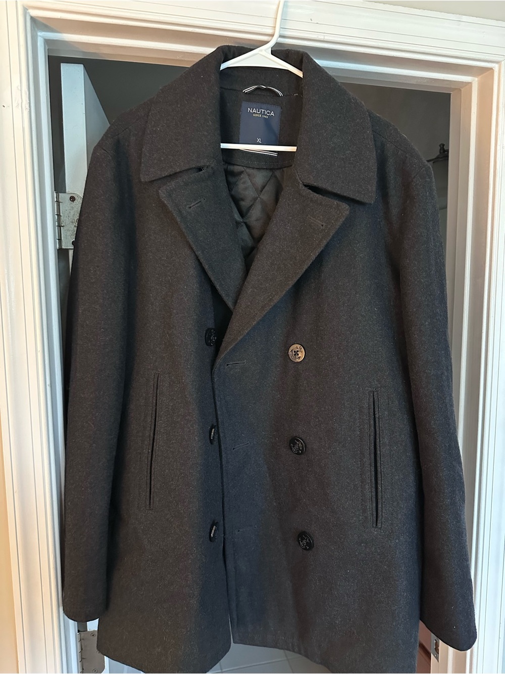 Nautica Dark Charcoal Double-Breasted Peacoat